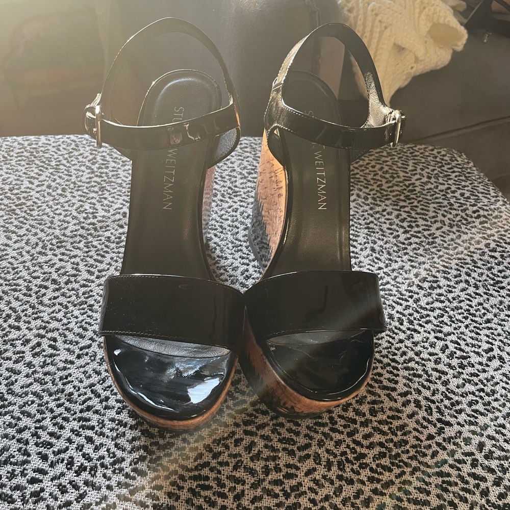 Stuart Weitzman Single Patent Cork Wedge Heel - image 2